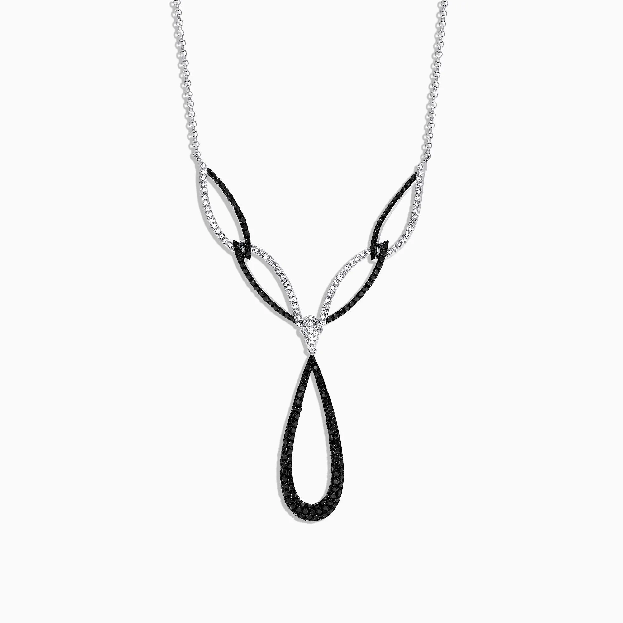 14K White Gold Black and White Diamond Necklace, 1.46 TCW sold by Effy