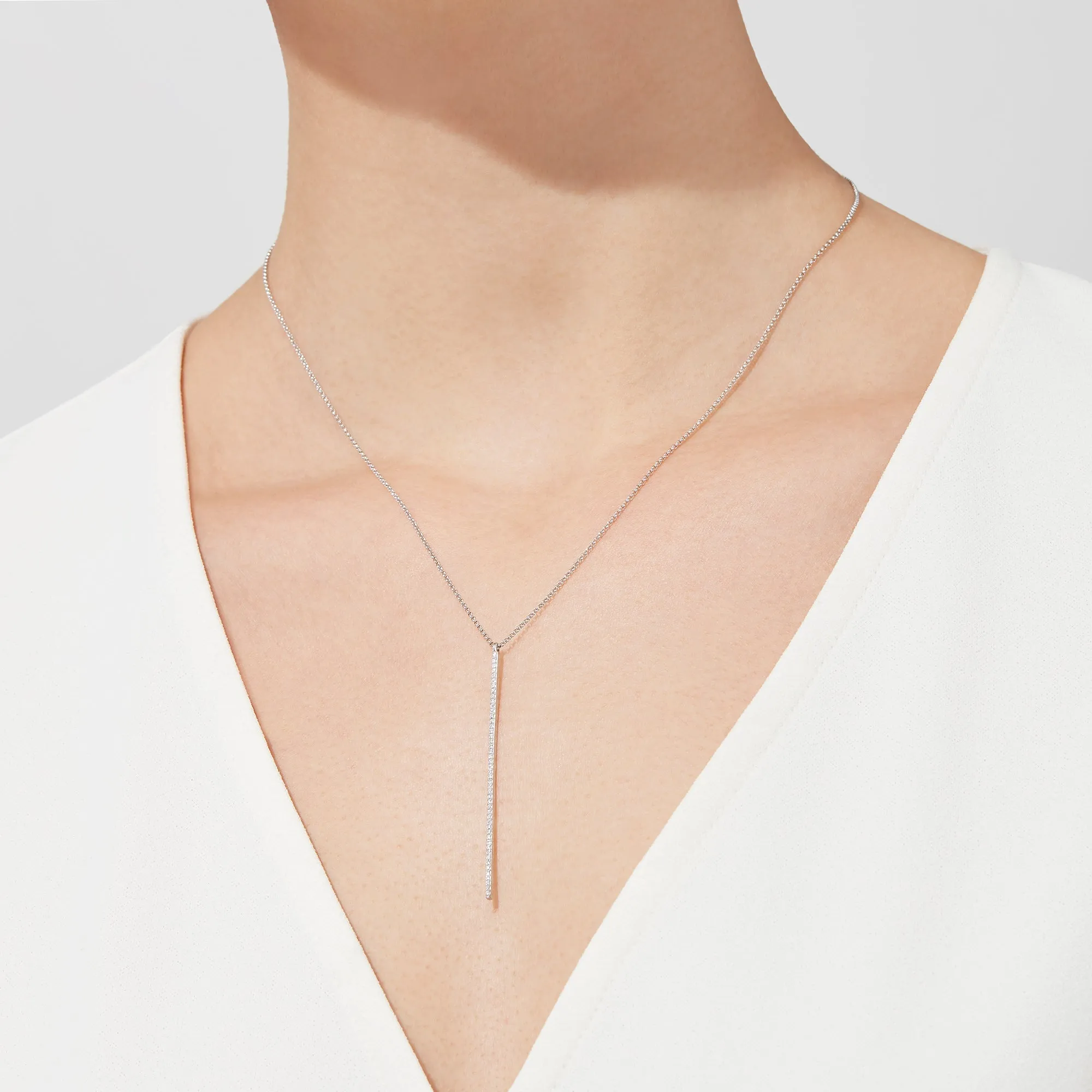 Pave Classica 14K White Gold Diamond Vertical Pendant, 0.14 TCW sold by Effy product image thumbnail 2