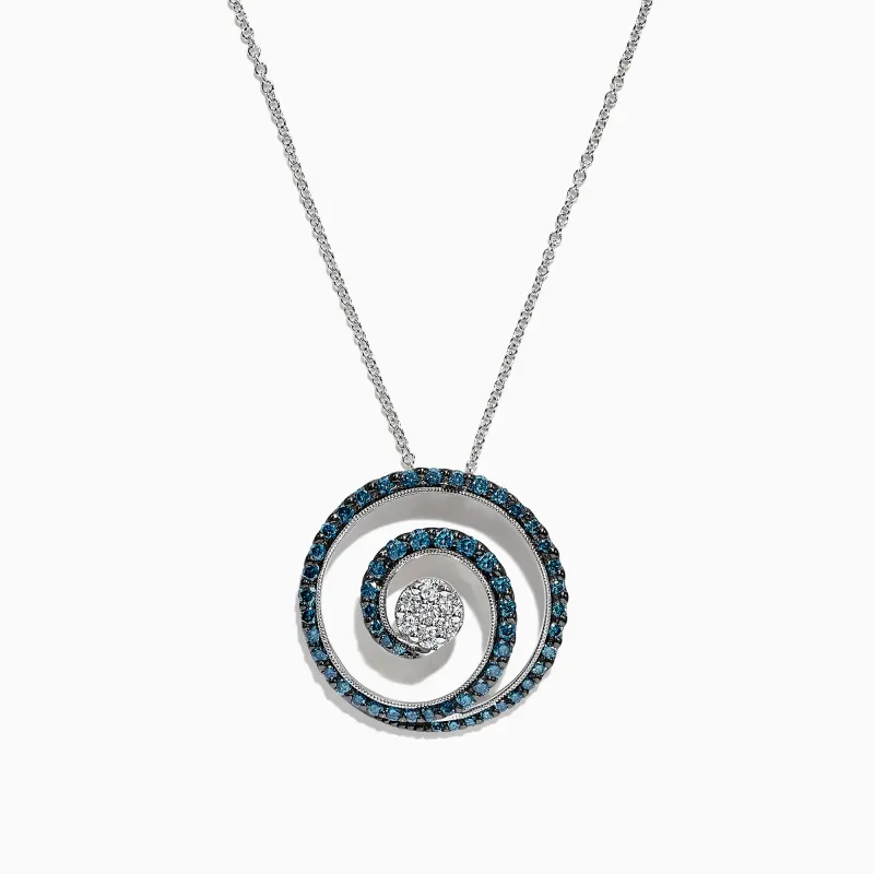 Bella Bleu 14K White Gold Blue and White Diamond Pendant, 1.18 TCW sold by Effy