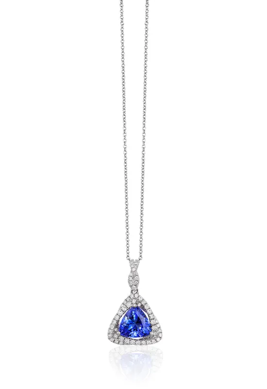 14K White Gold Trillion Tanzanite and Diamond Pendant, 1.71 TCW sold by Effy
