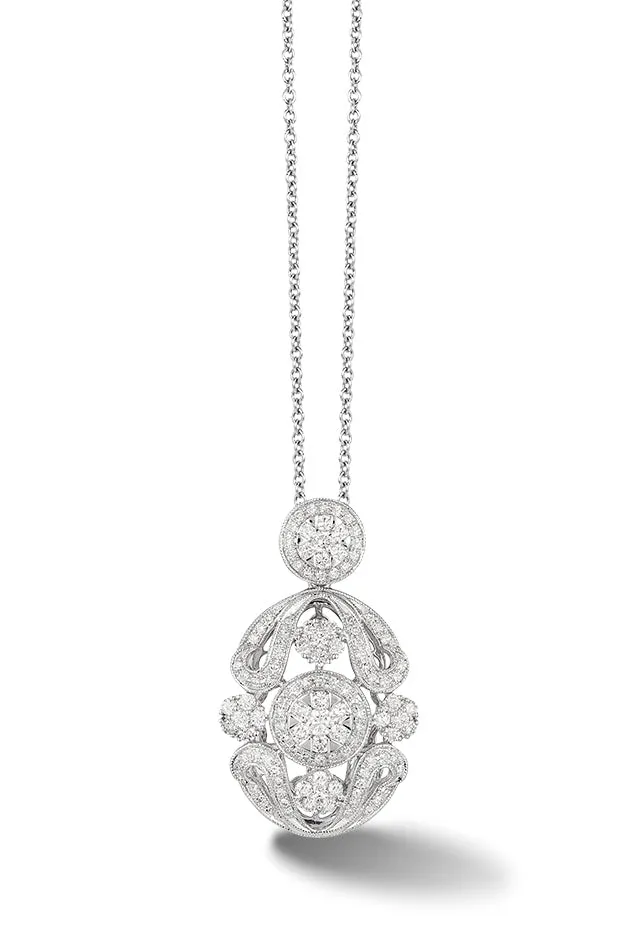 Bouquet 14K White Gold Diamond Filigree Pendant, 1.05 TCW sold by Effy