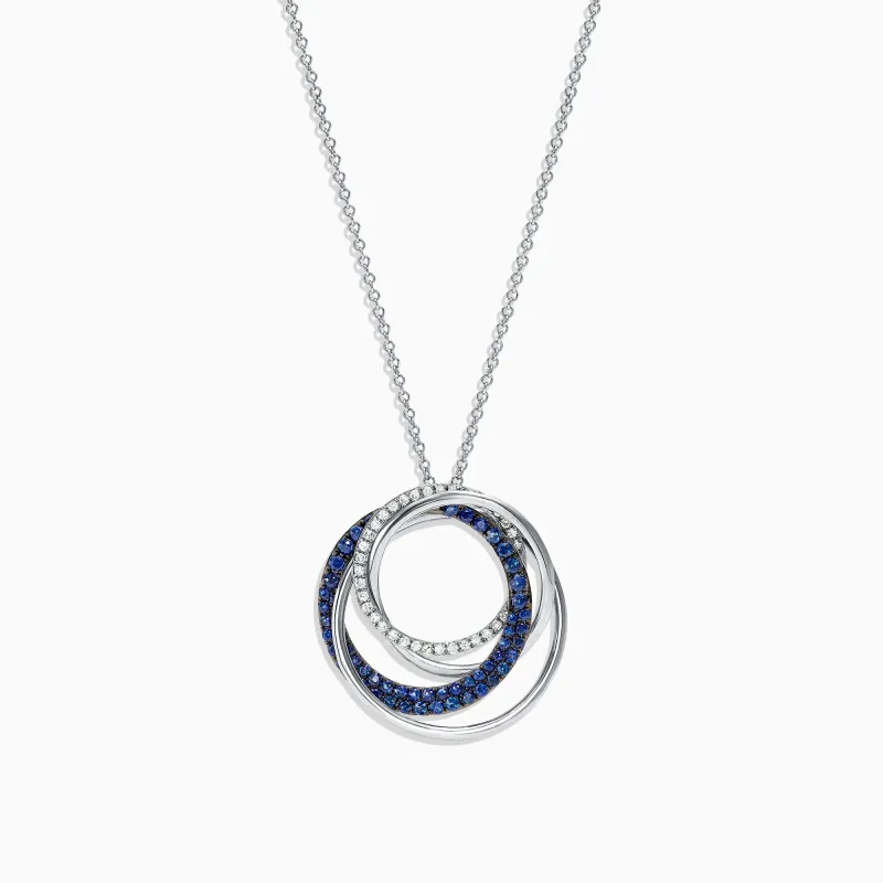 14K White Gold Blue Sapphire and Diamond Pendant, 0.74 TCW sold by Effy