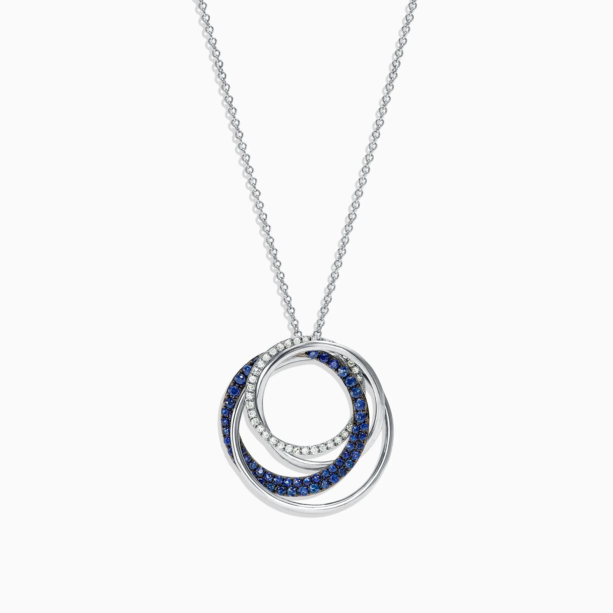 14K White Gold Blue Sapphire and Diamond Pendant, 0.74 TCW sold by Effy