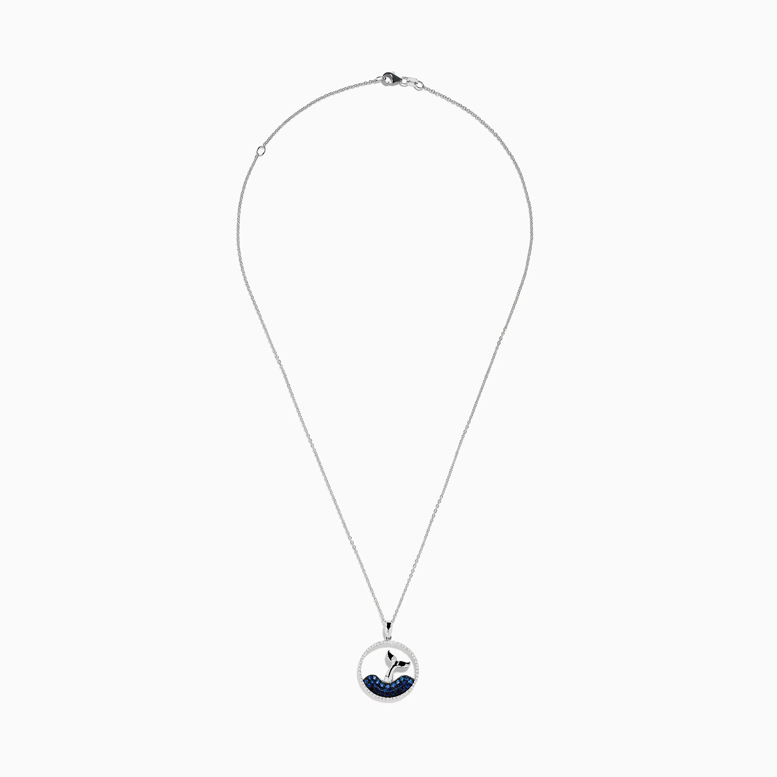 Seaside 14K White Gold Sapphire and Diamond Whale's Tail Pendant sold by Effy product image thumbnail 2