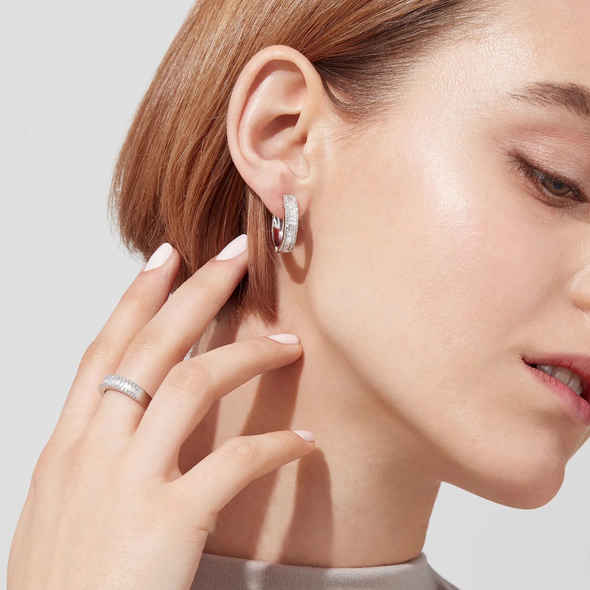 Classique 14K White Gold Diamond 3/4" Hoop Earrings, 0.94 TCW sold by Effy product image thumbnail 3