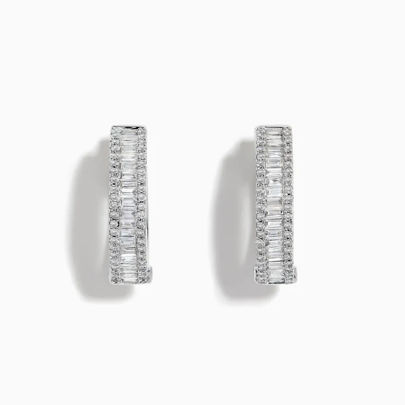 Classique 14K White Gold Diamond 3/4" Hoop Earrings, 0.94 TCW sold by Effy