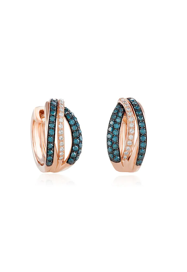 Bella Bleu 14K Rose Gold Blue and White Diamond Earrings, 0.51 TCW sold by Effy
