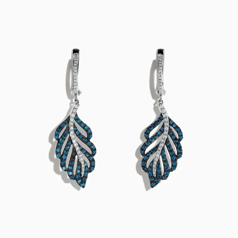 Bella Bleu 14K White Gold Blue and White Diamond Earrings, 1.54 TCW sold by Effy