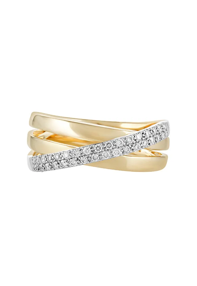 Duo 14K White and Yellow Gold Diamond Crossover Ring, 0.24 TCW sold by Effy