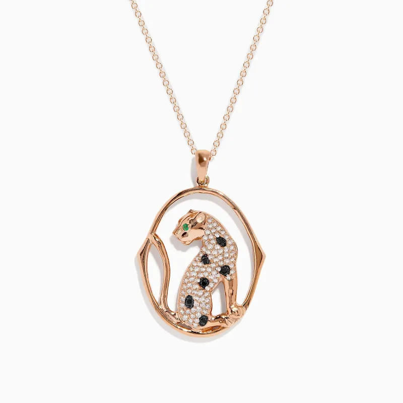 Signature 14K Rose Gold Diamond and Emerald Pendant, 0.44 TCW sold by Effy