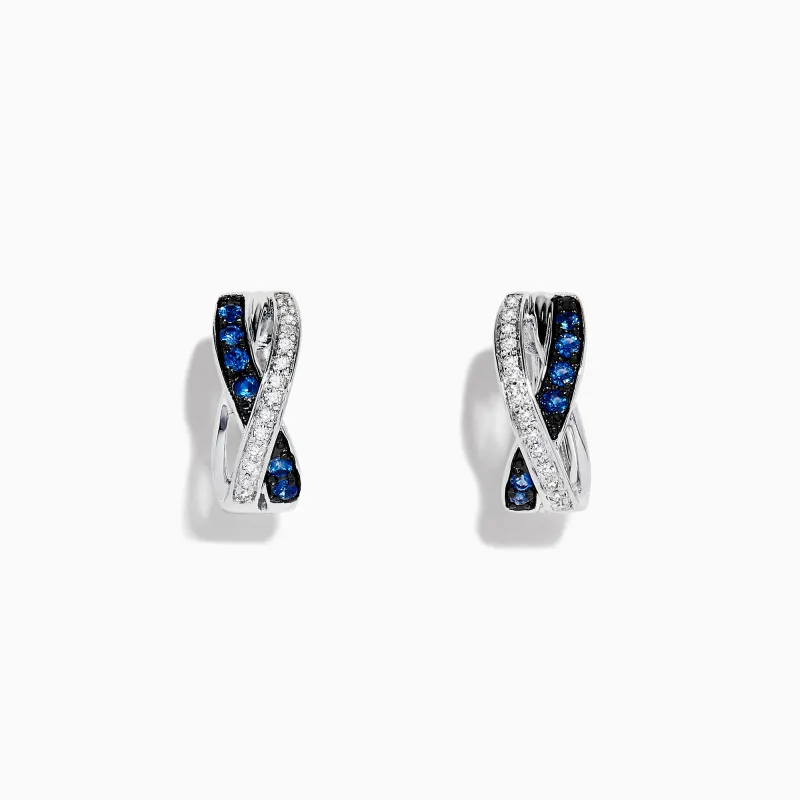 Royale Bleu 14K White Gold Blue Sapphire & Diamond Earrings, 0.33 TCW sold by Effy