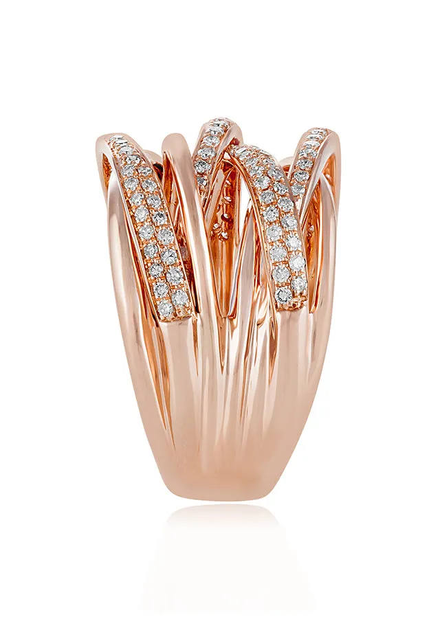 Pave Rose 14K Rose Gold Diamond Cross Over Ring, 0.53 TCW sold by Effy product image thumbnail 2