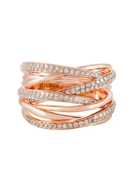 Pave Rose 14K Rose Gold Diamond Cross Over Ring, 0.53 TCW sold by Effy