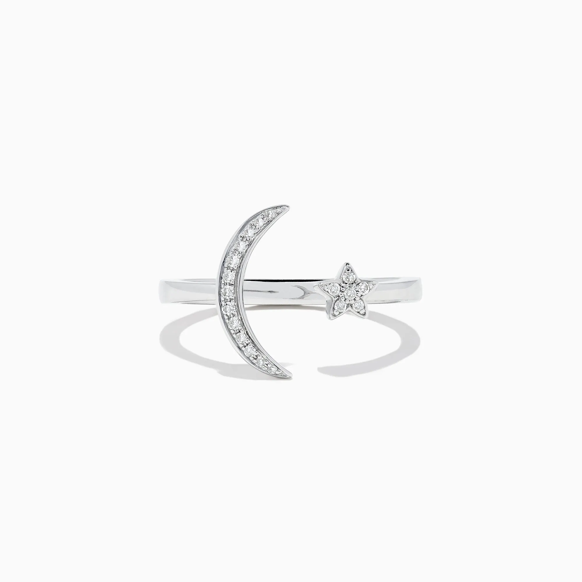 Novelty 14K White Gold Moon and Star Diamond Ring, 0.08 TCW sold by Effy
