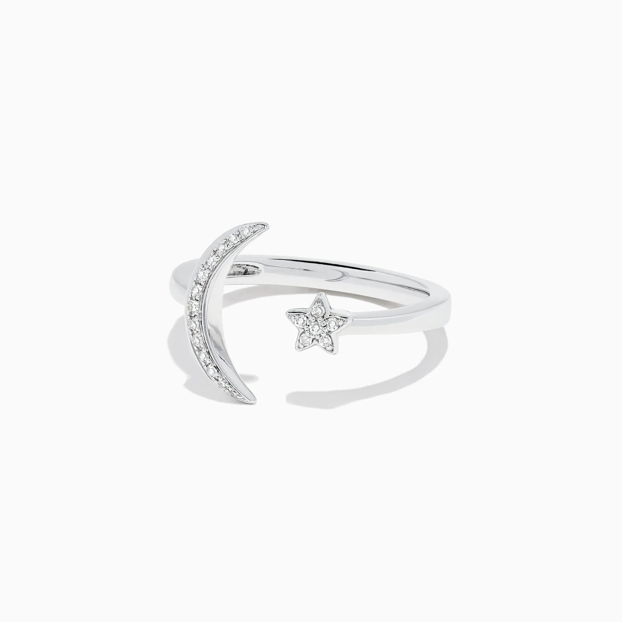 Novelty 14K White Gold Moon and Star Diamond Ring, 0.08 TCW sold by Effy product image thumbnail 3