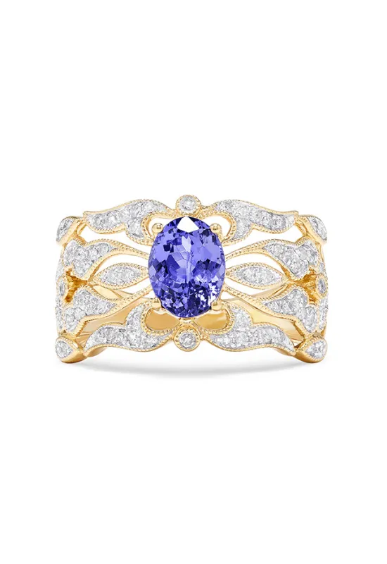 14K Yellow Gold Tanzanite and Diamond Ring, 1.45 TCW sold by Effy