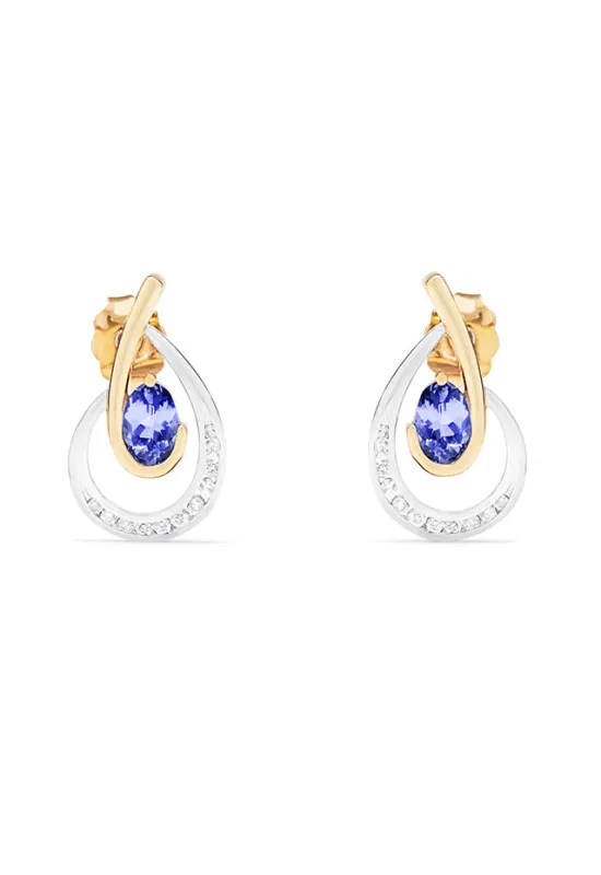 14K Two Tone Gold Tanzanite and Diamond Earrings, 1.03 TCW sold by Effy