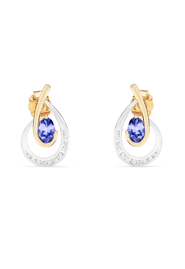 14K Two Tone Gold Tanzanite and Diamond Earrings, 1.03 TCW sold by Effy