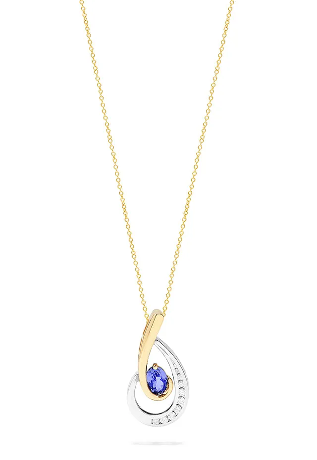 14K Two Tone Gold Tanzanite and Diamond Pendant, 0.87 TCW sold by Effy