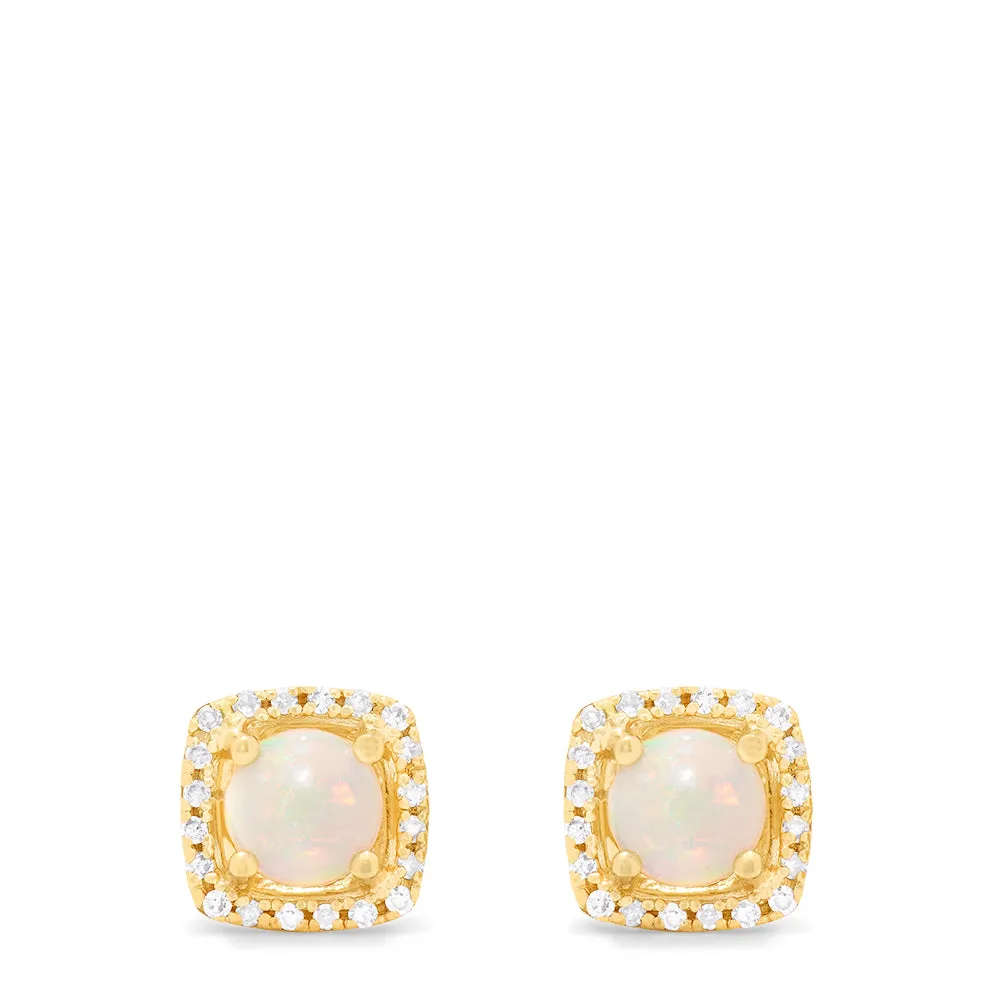 Aurora 14K Yellow Gold Opal and Diamond Stud Earrings, 0.92 TCW sold by Effy