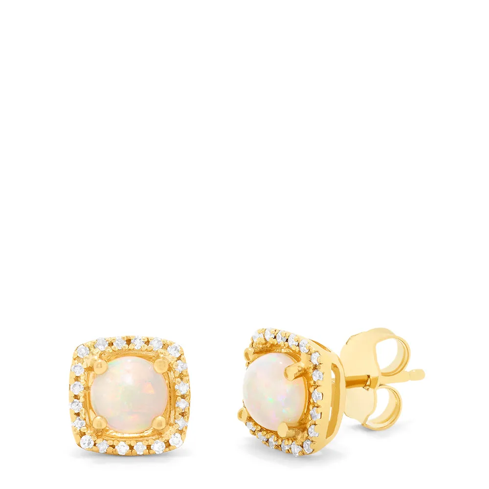 Aurora 14K Yellow Gold Opal and Diamond Stud Earrings, 0.92 TCW sold by Effy product image thumbnail 2