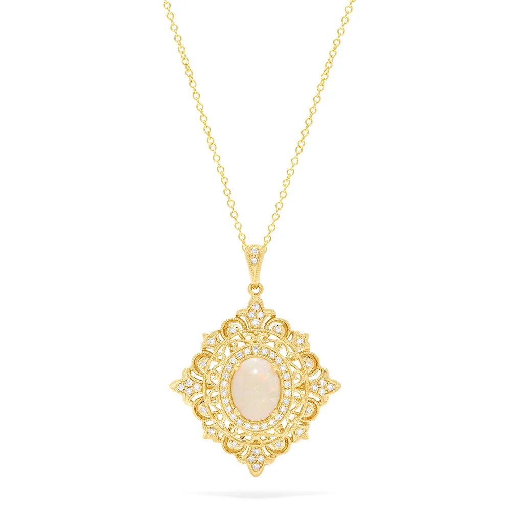Aurora 14K Yellow Gold Opal and Diamond Pendant, 1.24 TCW sold by Effy