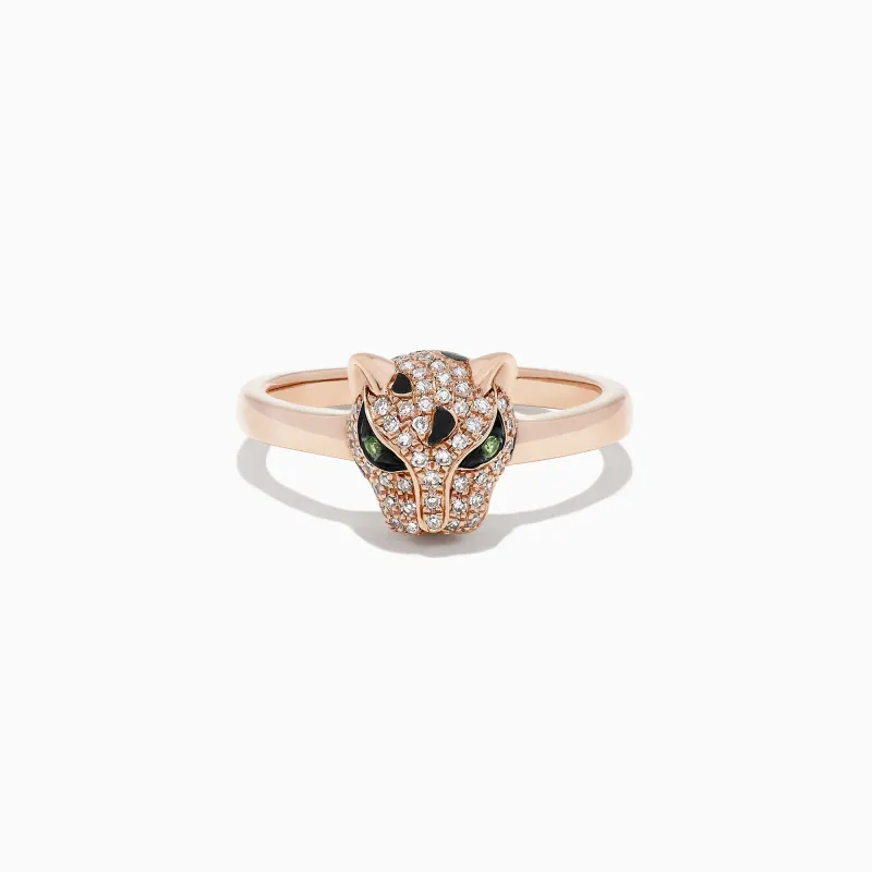 Signature 14K Rose Gold Diamond and Tsavorite Mini Ring, 0.25 TCW sold by Effy
