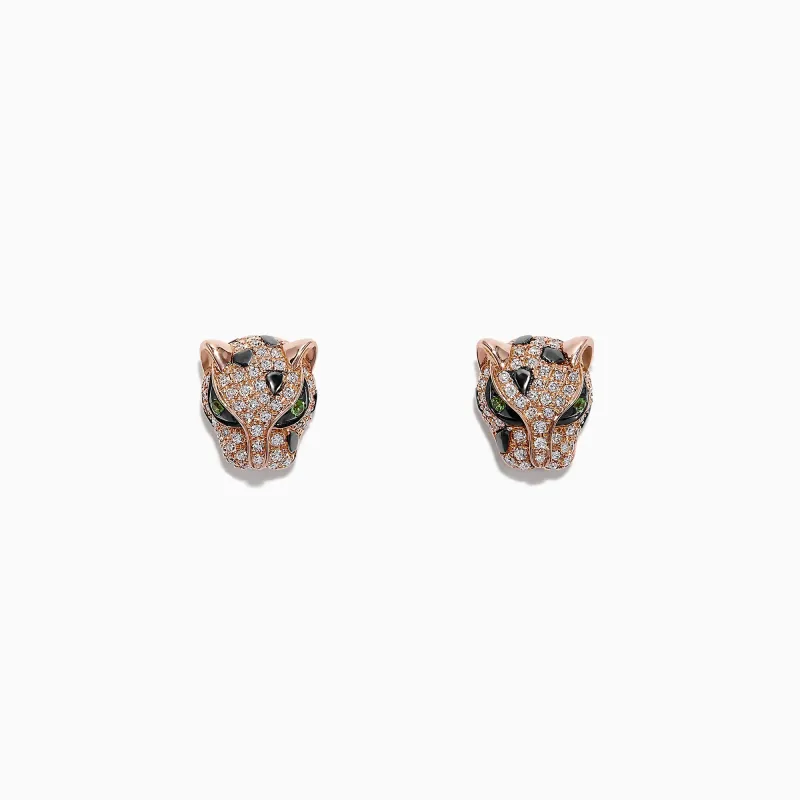 Signature 14K Rose Gold Diamond and Tsavorite Stud Earrings, 0.49 TCW sold by Effy