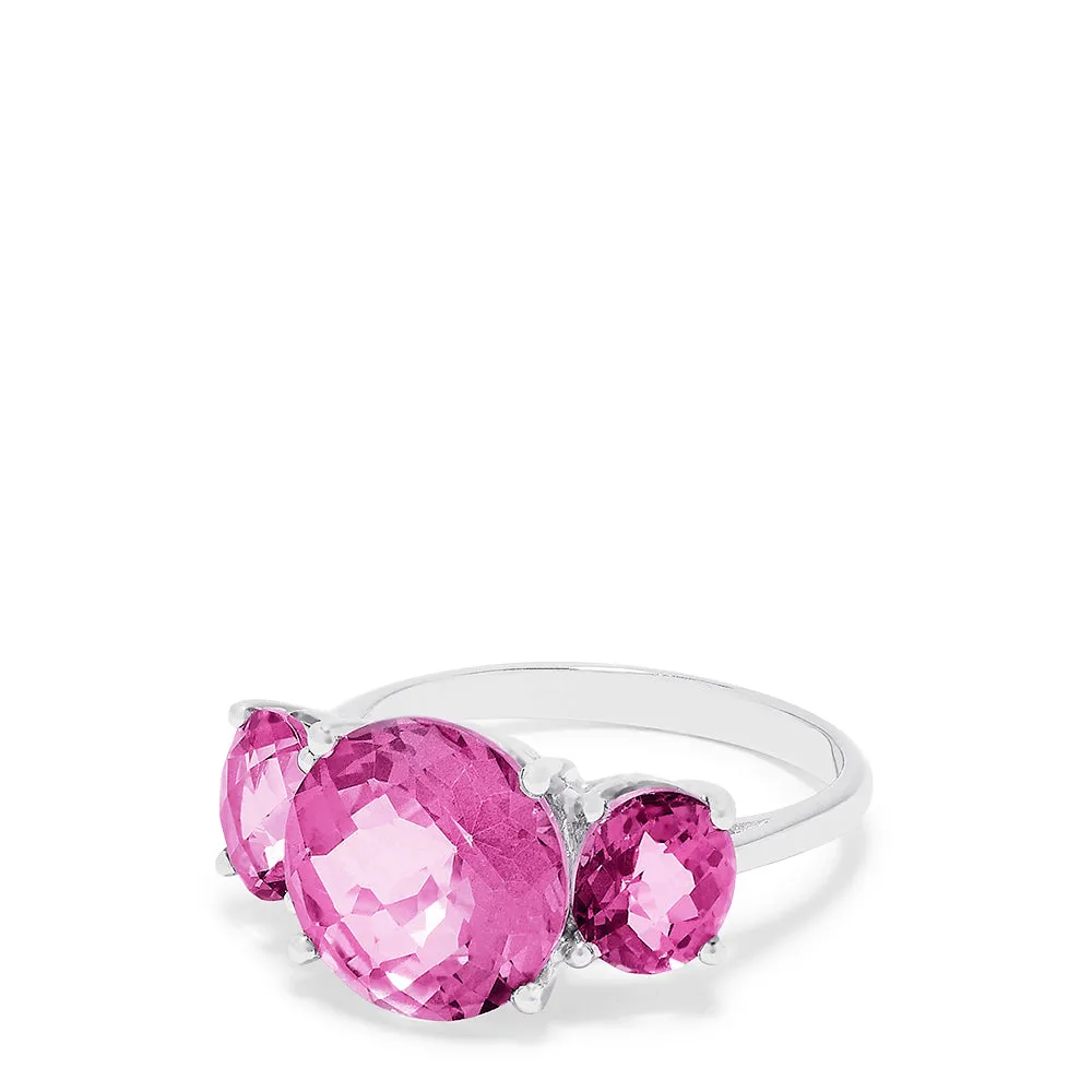 14K White Gold Pink Topaz Three Stone Ring, 8.00 TCW sold by Effy product image thumbnail 2