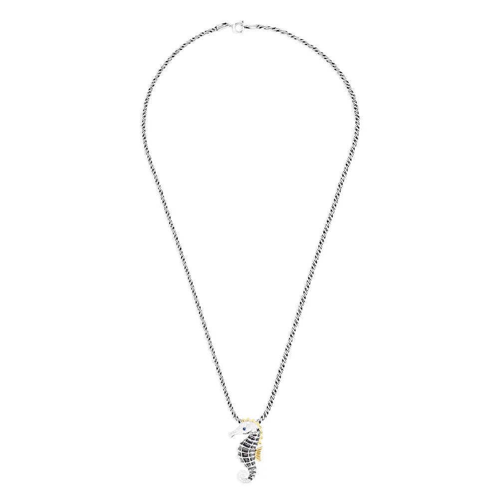 Seaside Sterling Silver Sapphire and Diamond Seahorse Pendant sold by Effy product image thumbnail 2