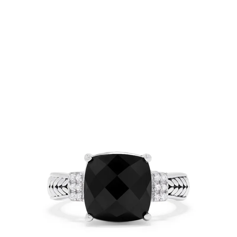925 Sterling Silver Onyx and Diamond Accented Ring, 4.96 TCW sold by Effy