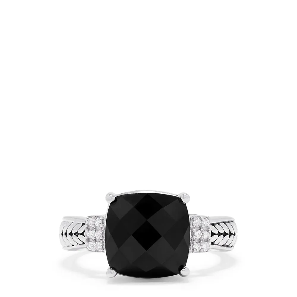925 Sterling Silver Onyx and Diamond Accented Ring, 4.96 TCW sold by Effy