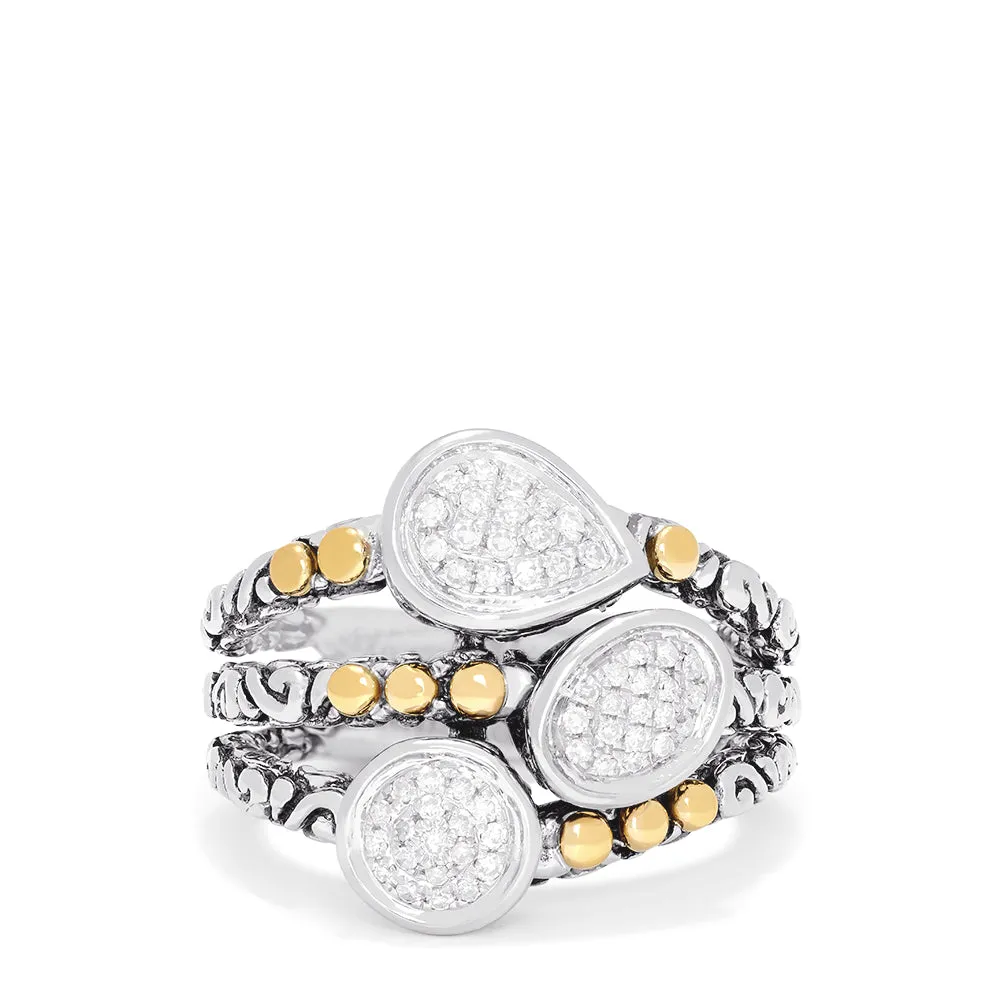 925 Sterling Silver and 18K Gold Accented Diamond Ring, 0.21 TCW sold by Effy