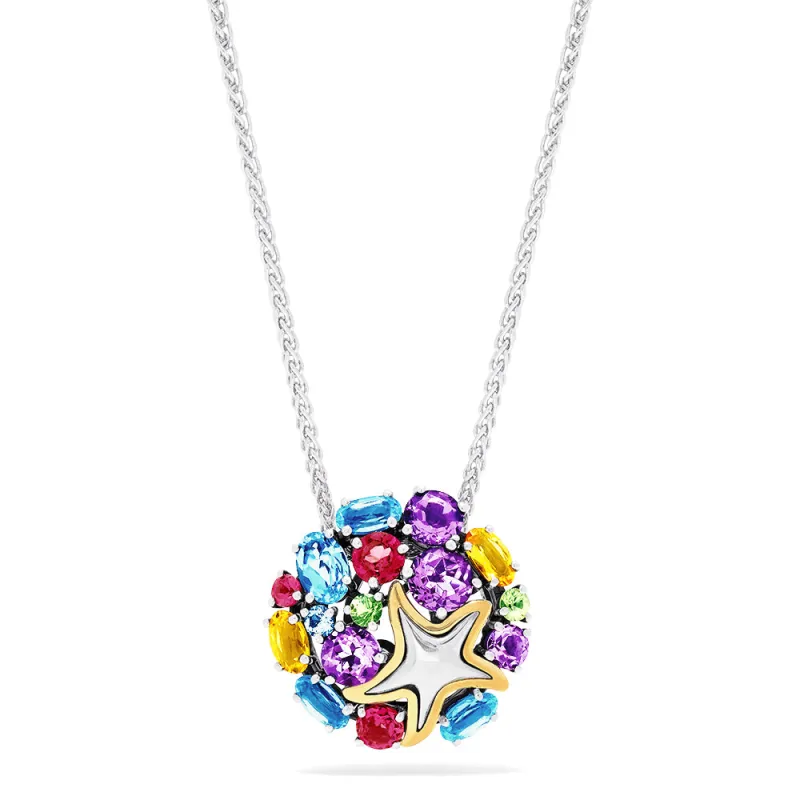 Seaside Sterling Silver Multi Gemstone Starfish Pendant, 4.50 TCW sold by Effy