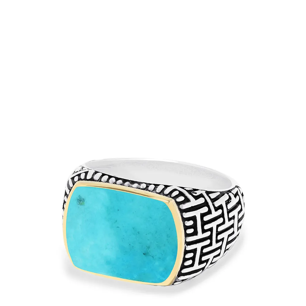 Men's Sterling Silver & 18K Gold Accented Turquoise Ring, 2.65 TCW sold by Effy product image thumbnail 2