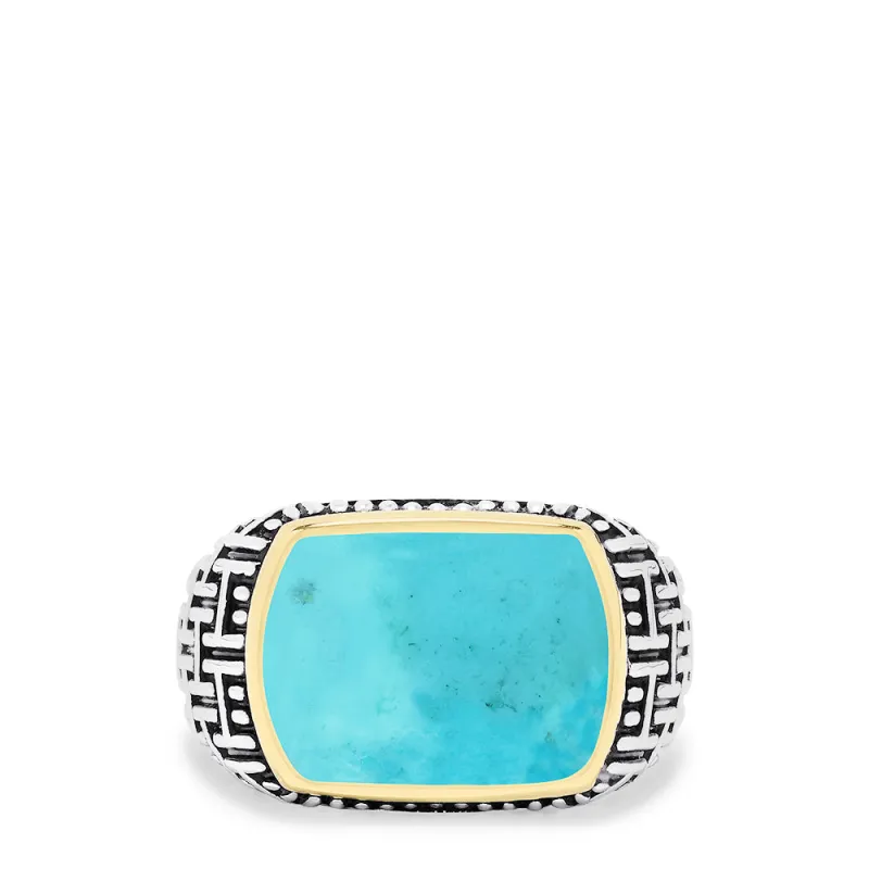 Men's Sterling Silver & 18K Gold Accented Turquoise Ring, 2.65 TCW sold by Effy
