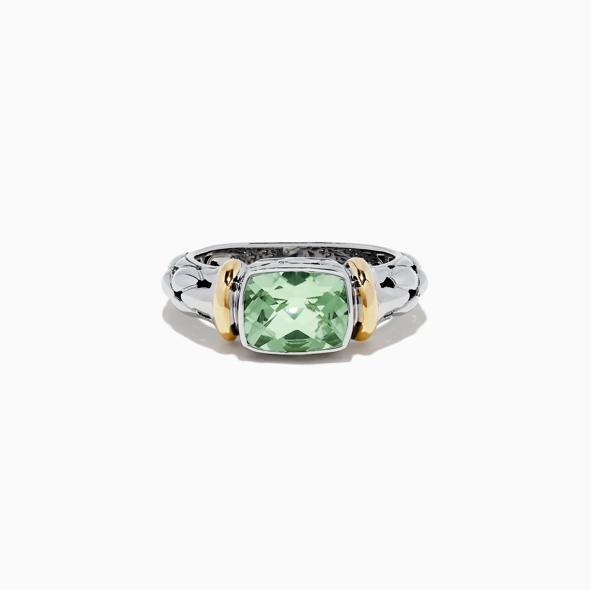 925 Sterling Silver and 18K Gold Green Amethyst Ring, 1.75 TCW sold by Effy