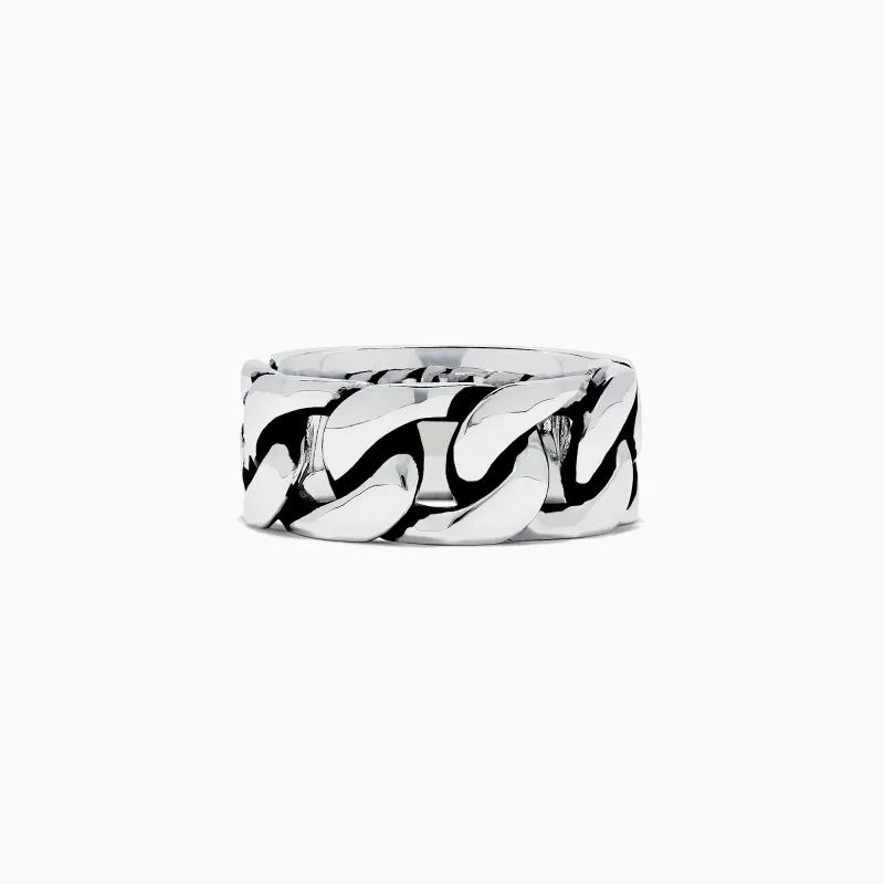 Men's 925 Sterling Silver Chain Link Band Ring sold by Effy