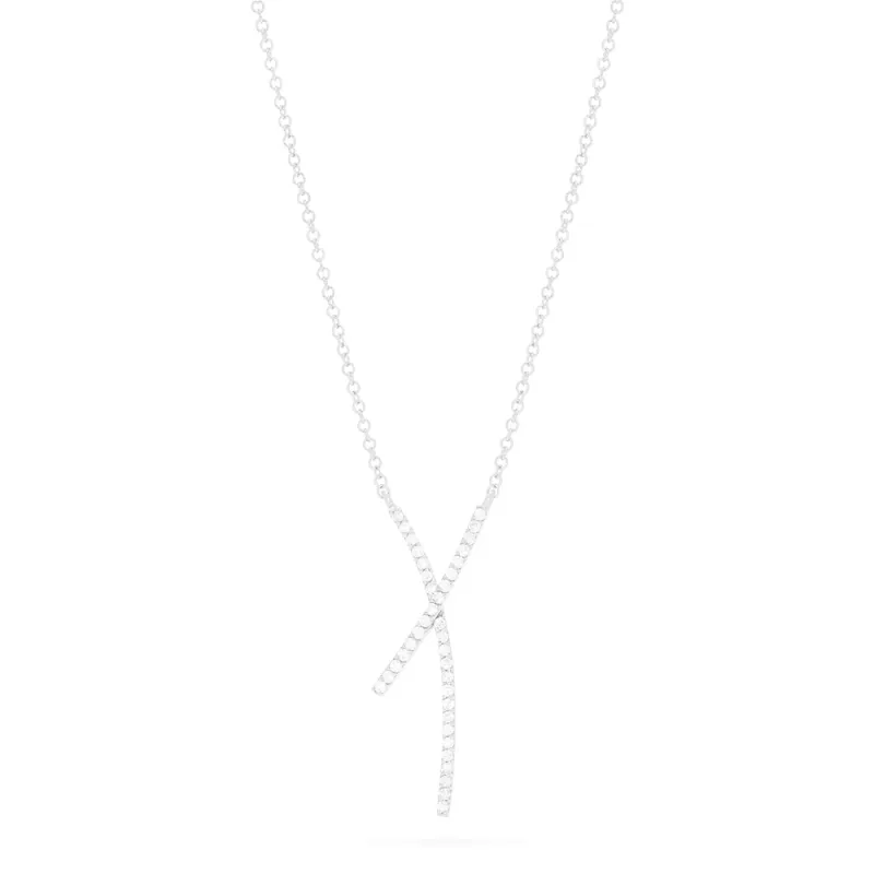 Pave Classica 14K White Gold Diamond Criss Cross Necklace, 0.19 TCW sold by Effy