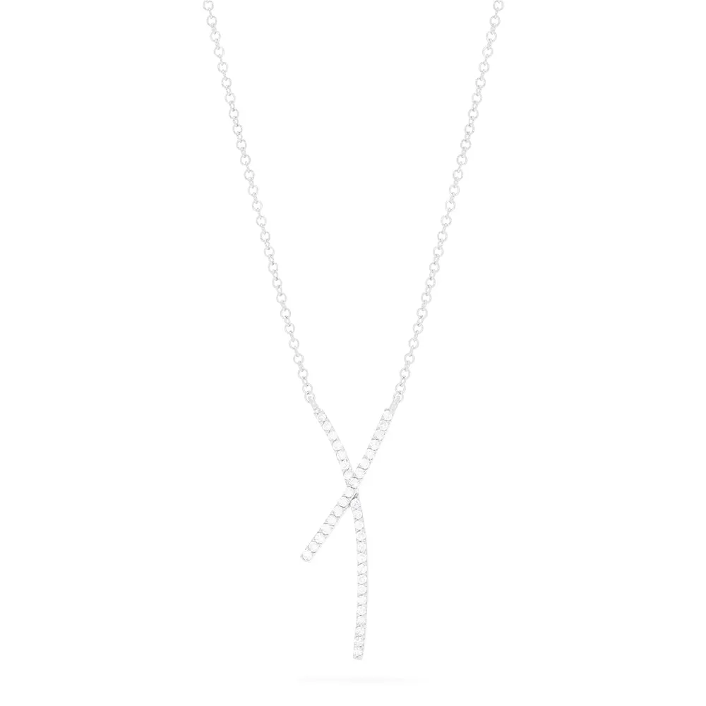 Pave Classica 14K White Gold Diamond Criss Cross Necklace, 0.19 TCW sold by Effy