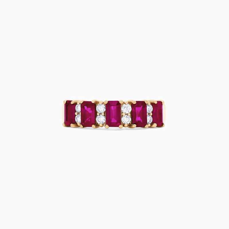 Ruby Royale 14K Yellow Gold Emerald Cut Ruby and Diamond Band, 2.10 TCW sold by Effy