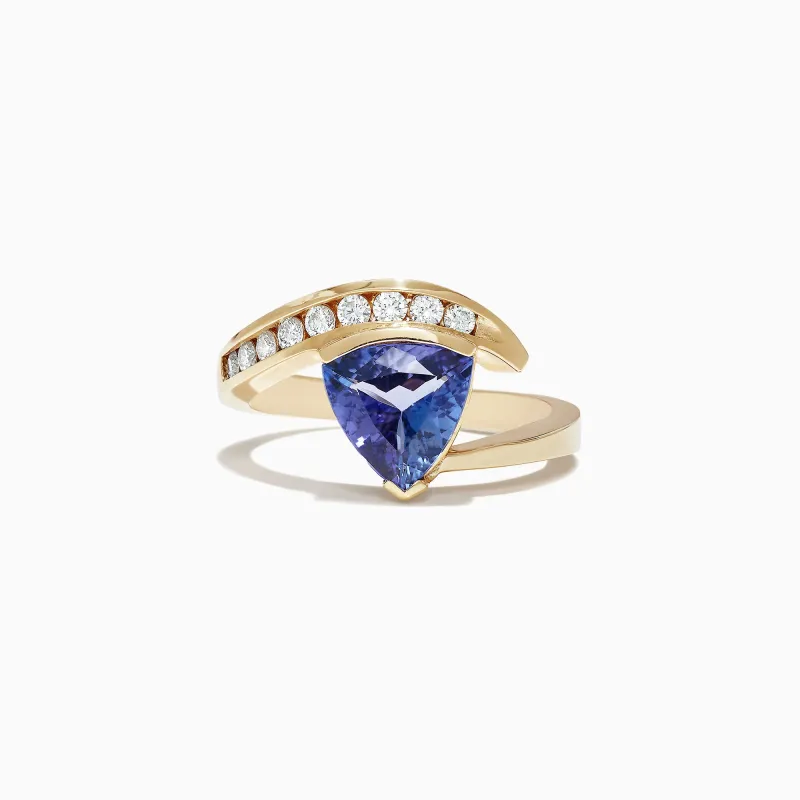 Nahla Siri 14K Yellow Gold Trillion Tanzanite and Diamond Ring, 1.88 TCW sold by Effy