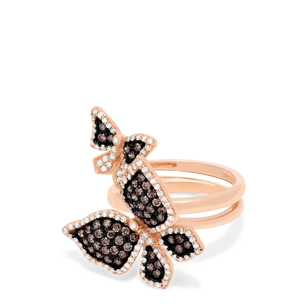 Limited Edition Brown and White Diamond Butterfly 2 or 1 Finger Ring, 1.18 TCW sold by Effy product image thumbnail 3