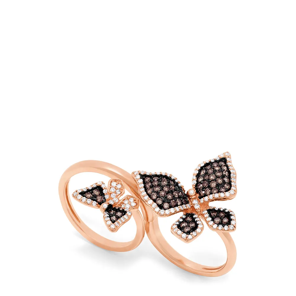 Limited Edition Brown and White Diamond Butterfly 2 or 1 Finger Ring, 1.18 TCW sold by Effy product image thumbnail 2
