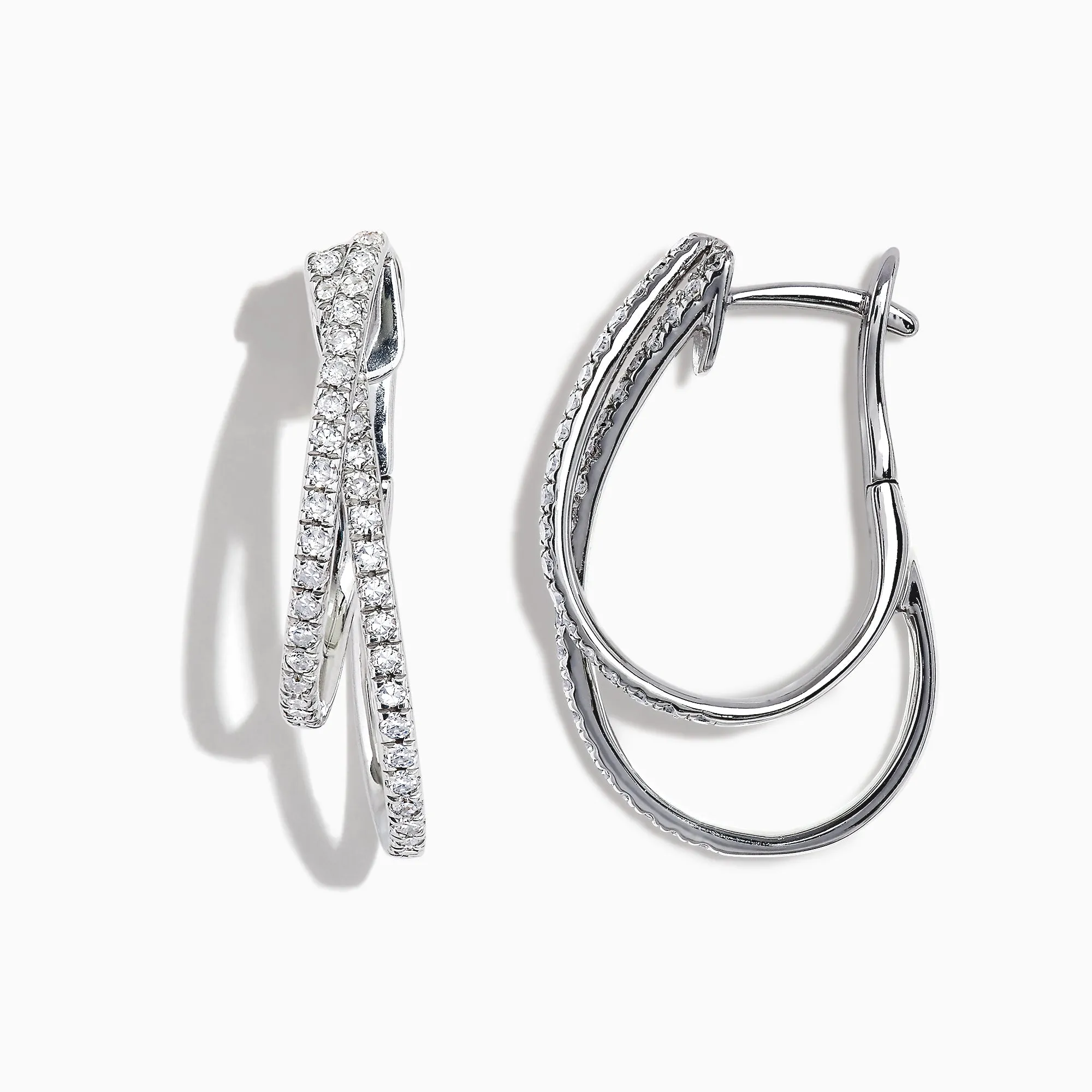 Pave Classica 14K White Gold Diamond Hoop Earrings, 0.58 TCW sold by Effy product image thumbnail 2