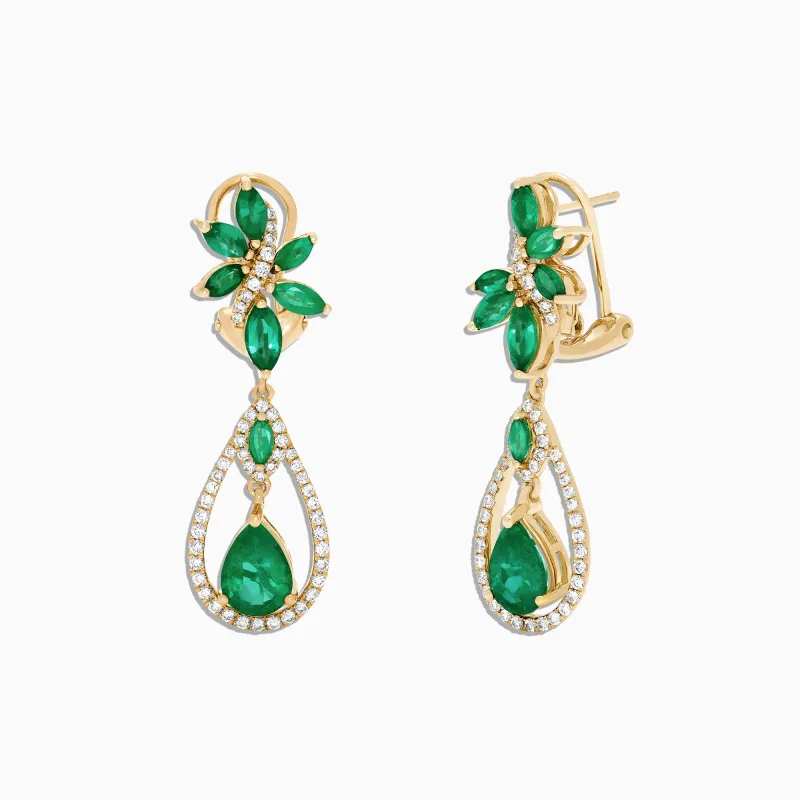 Brasilica 14K Yellow Gold Emerald and Diamond Earrings, 4.62 TCW sold by Effy