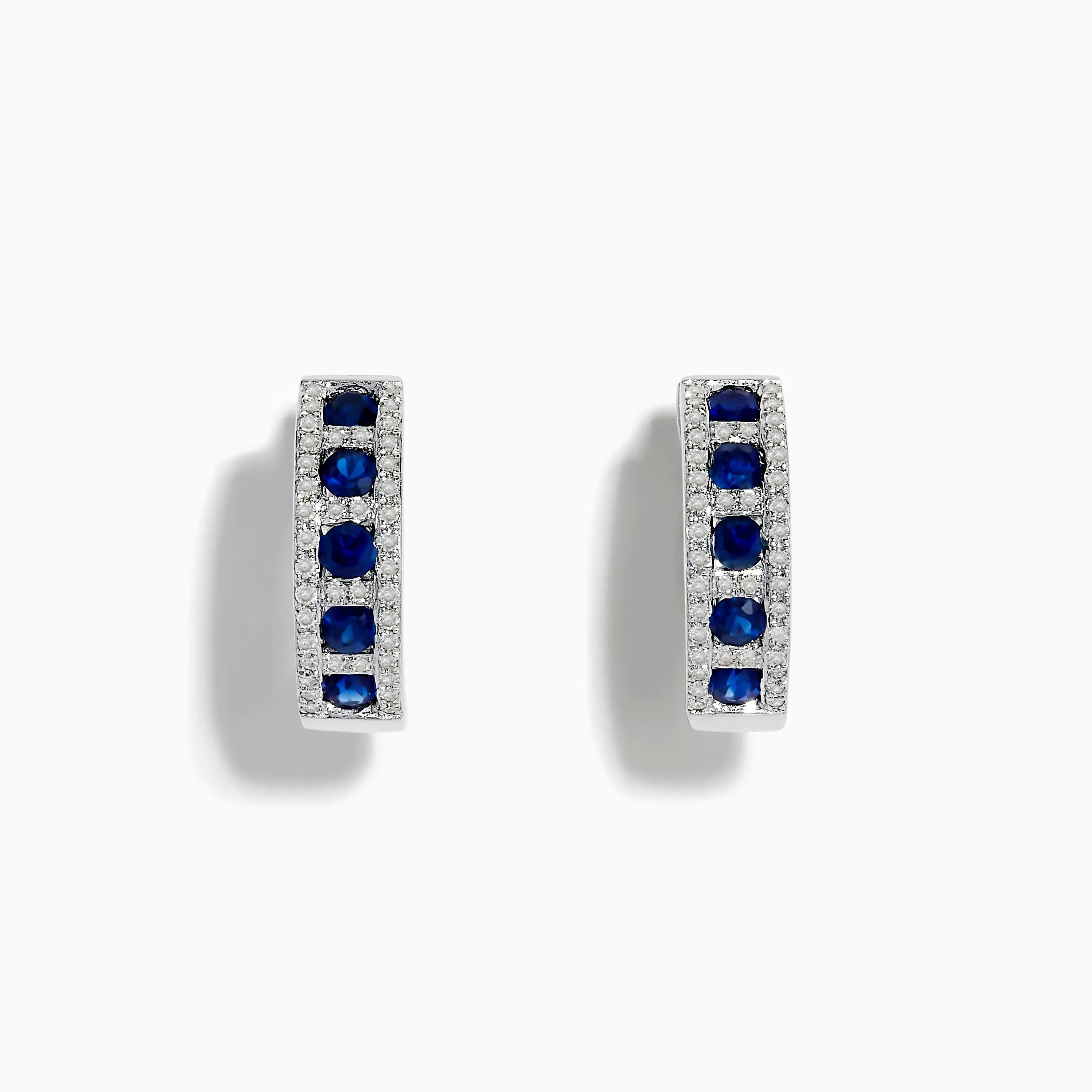 Royale Bleu 14K White Gold Sapphire & Diamond Hoop Earrings, 1.03 TCW sold by Effy