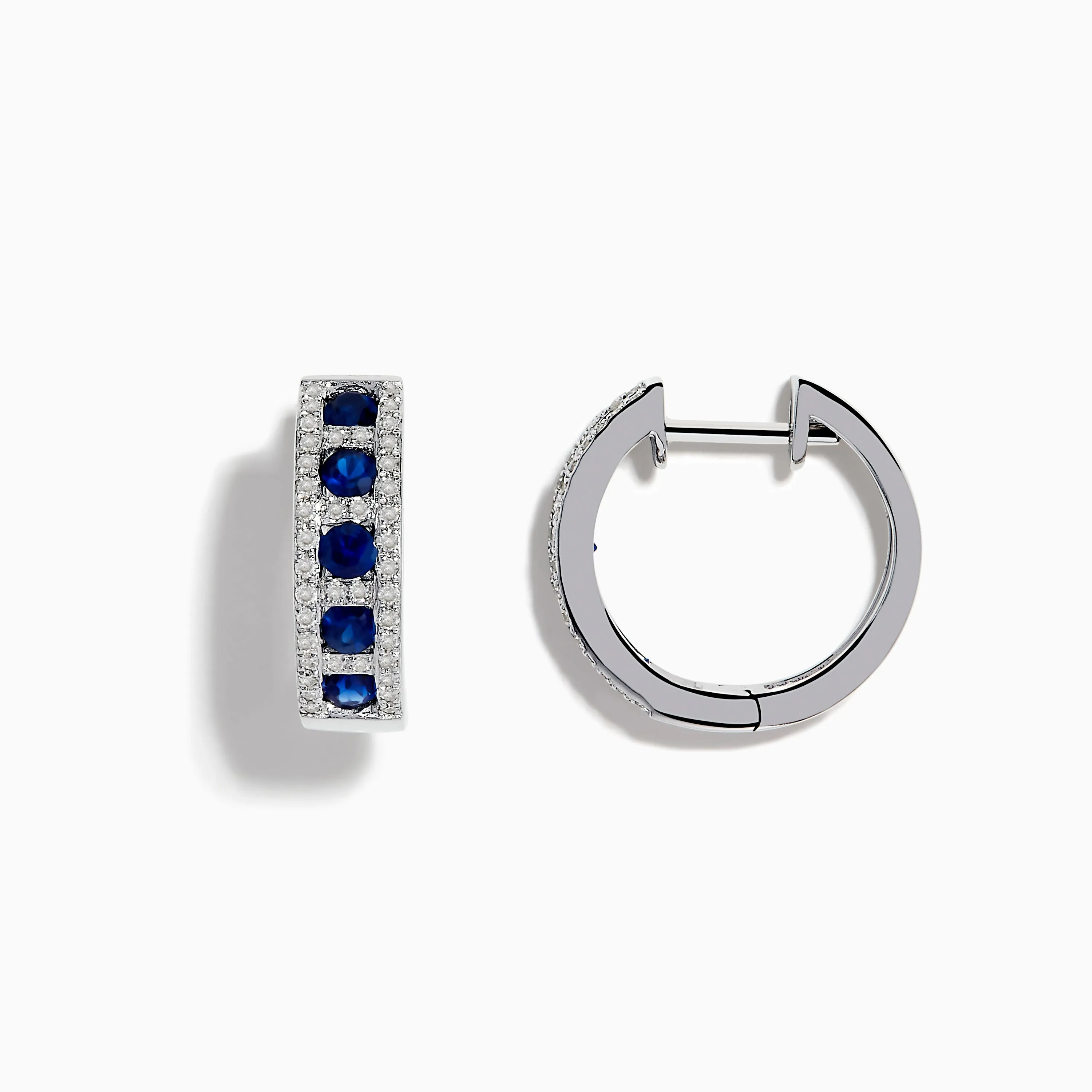 Royale Bleu 14K White Gold Sapphire & Diamond Hoop Earrings, 1.03 TCW sold by Effy product image thumbnail 2