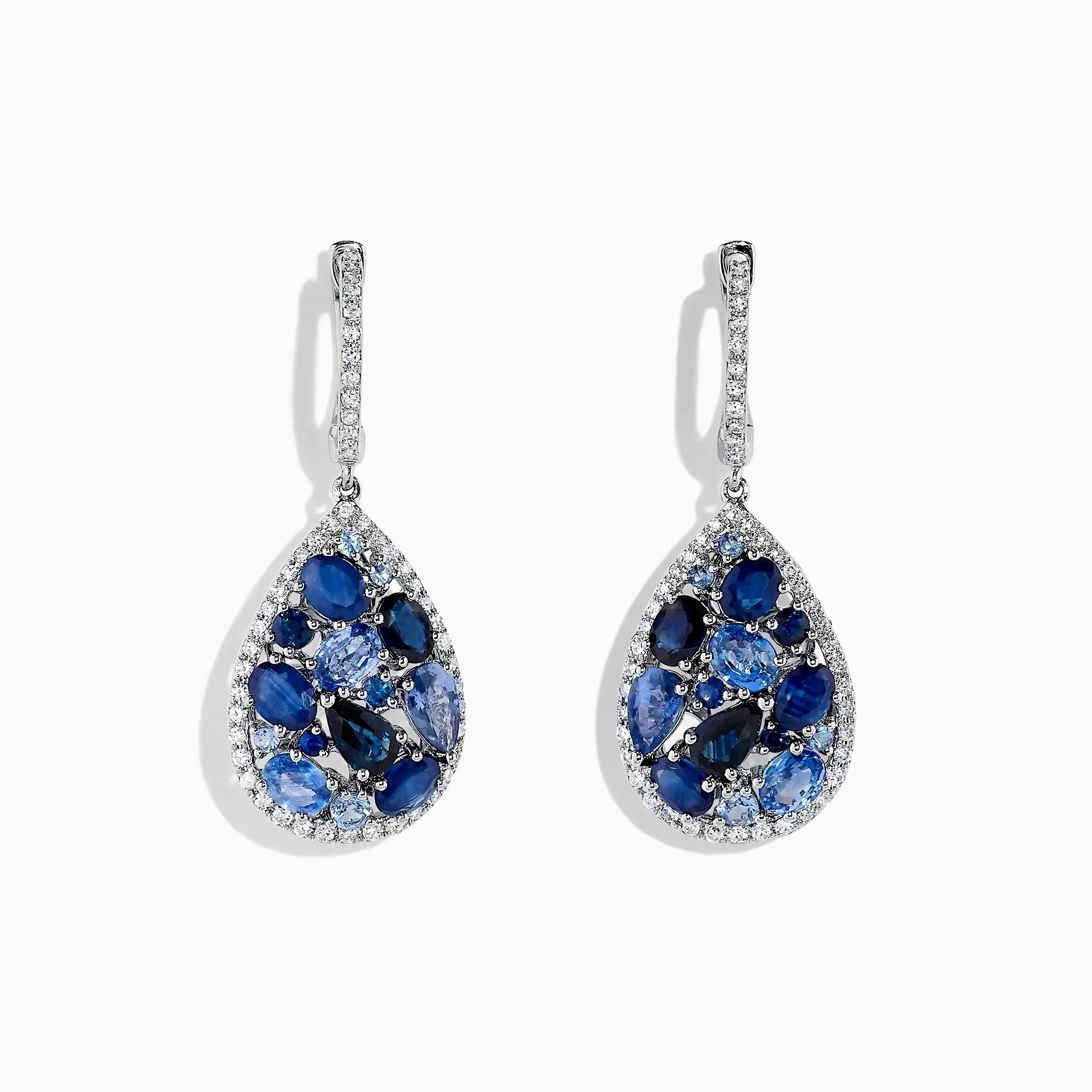 14K White Gold Sapphire and Diamond Teardrop Earrings, 4.31 TCW sold by Effy