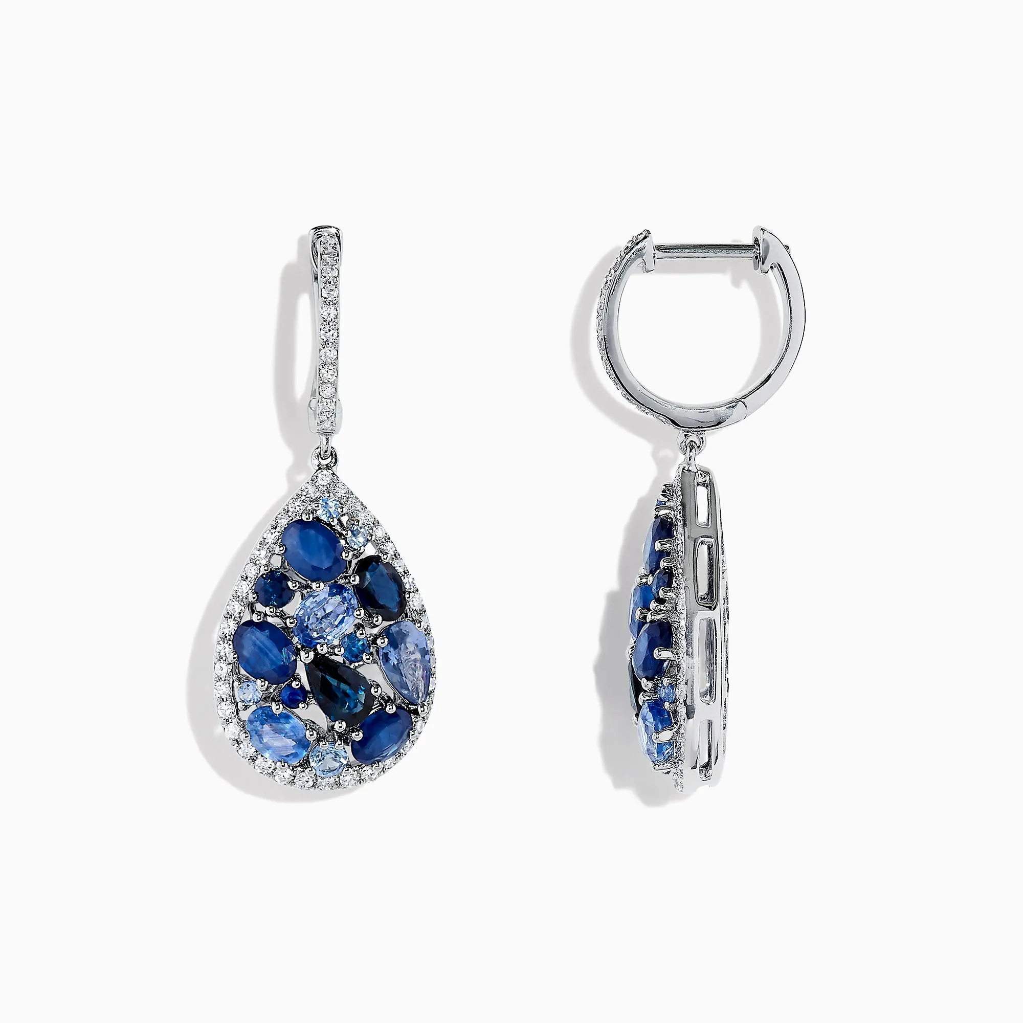 14K White Gold Sapphire and Diamond Teardrop Earrings, 4.31 TCW sold by Effy product image thumbnail 2